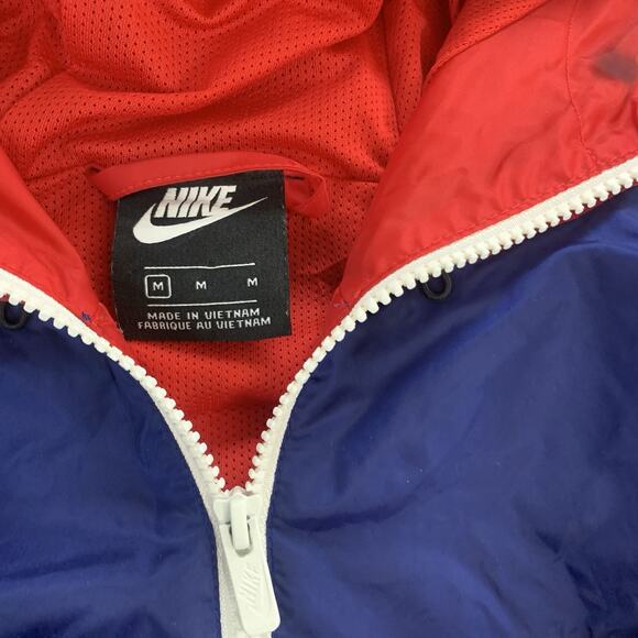 Nike Sportswear Hooded Windrunner Track Jacket Streetwear Red Blue Mens Medium - Picture 4 of 10